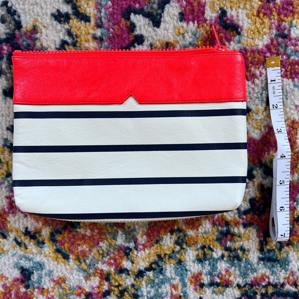 J.Crew Striped Leather Zip Pouch